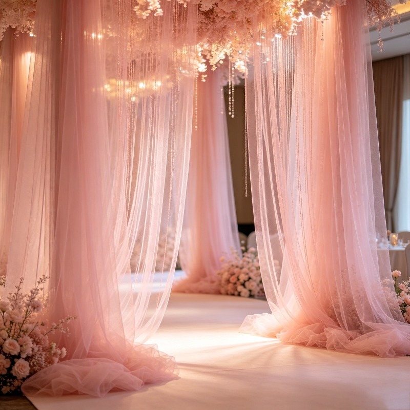 Светло-розовая прозрачная тюле – обзор и цена Wedding Balloon Arch