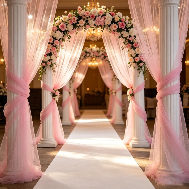 Светло-розовая прозрачная тюле – обзор и цена Wedding Balloon Arch