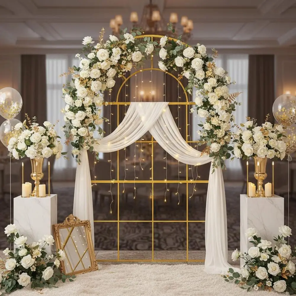 Золотые металлические свадебны – обзор и цена Wedding Balloon Arch